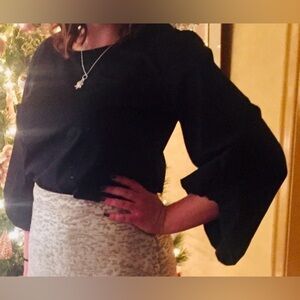Worthington Black Balloon Sleeve Blouse Size XL